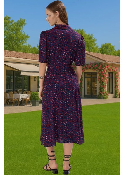 Kadın Yazlık Midi Gömlek Elbise Animal Desenli Viskoz Kumaş Rahat Kalıp Modern Stil Seçkin Malzeme modelleri
