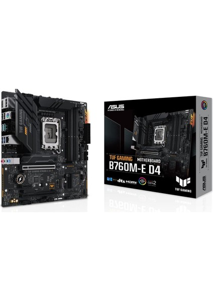 Tuf Gamıng B760M-E D4 Intel B760 LGA1700 Ddr4 5333 Dp HDMI 2x M2 Usb3.2 Aura Rgb 2.5gbit Lan Matx Asus Tuf Protectıon, Armoury Crate, Aı Suite 3 Anakart