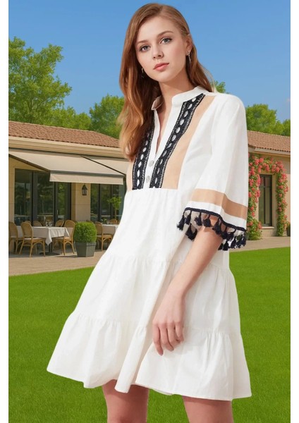 Kadın Mini Pamuk Poplin Elbise Rahat Düz Kesim Yazlık Özel Tasarım Modern Stil Premium Kalite