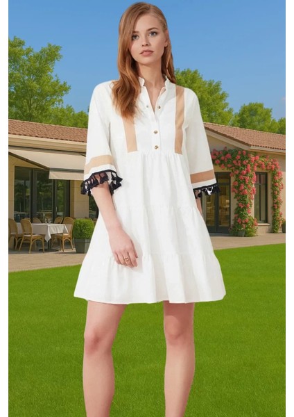 Kadın Mini Pamuk Poplin Elbise Rahat Düz Kesim Yazlık Özel Tasarım Modern Stil Premium Kalite fiyatları