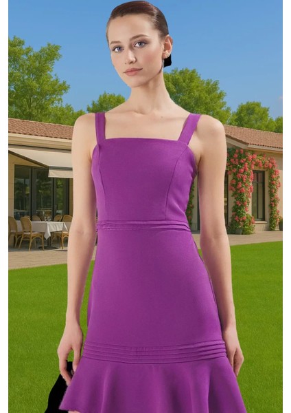 Kadın Kolsuz Mini Elbise Polyester Elastan Dokuma A Kesim Rahat Şık Görünüm Zarifane Tasarım