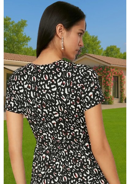 Kadın Kruvaze Yaka Mini Elbise Örme Kumaş Casual Günlük Konforlu Kesim Uzun Ömürlü Dayanıklı Malzeme modelleri