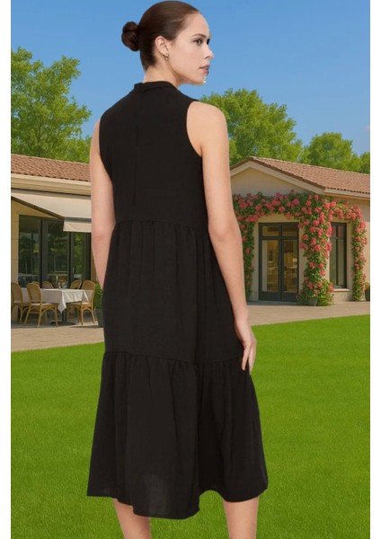 Kadın Yazlık Midi Elbise Nefes Alan Polyester Dokuma Kumaş Rahat Trend Tasarım Modern Stil modelleri