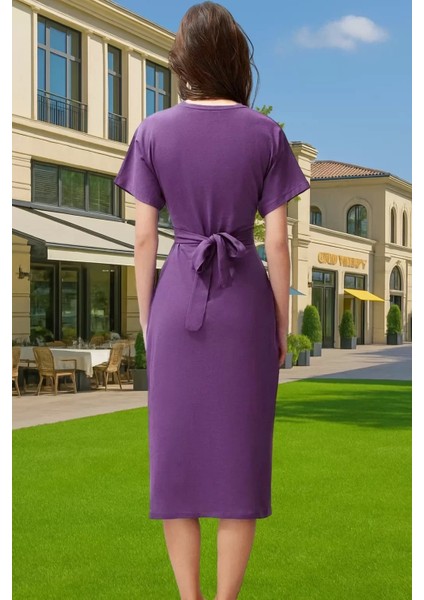 Yazlık Kadın Pamuk Midi Elbise Bodycon Kalıp Bağcıklı Tasarım Modern Stil Profesyonel Görünüm modelleri