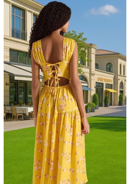 Rahat Viskoz Kumaştan Çiçekli Desenli Midi Skater Elbise Kaliteli Işçilik Premium Kalite Şık Görünüm fiyatları