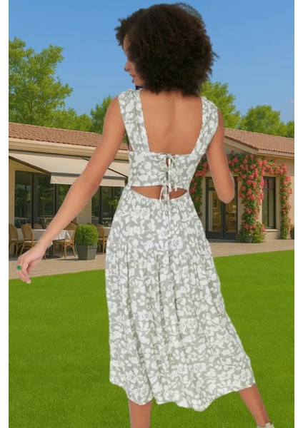 Rahat Viskoz Kumaştan Çiçekli Desenli Midi Skater Elbise Kaliteli Işçilik Premium Kalite Şık Görünüm fiyatları