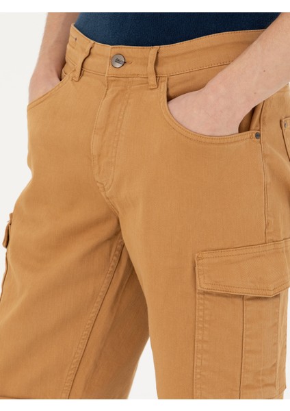 Erkek Camel Slim Fit Jean Bermuda Şort 50269605-VR015