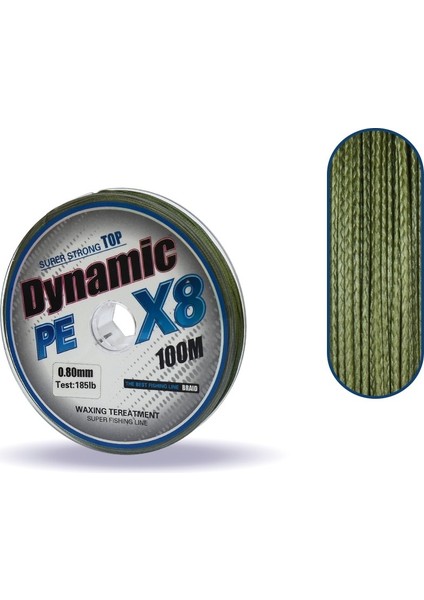 Dynamic Soft Pe 8 Örgü Ip Misina 100MT Yeşil 0.80 mm