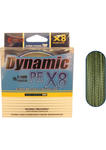 Dynamic Soft Pe 8 Örgü Spin Ip Misina 150MT Yeşil 0.16 mm