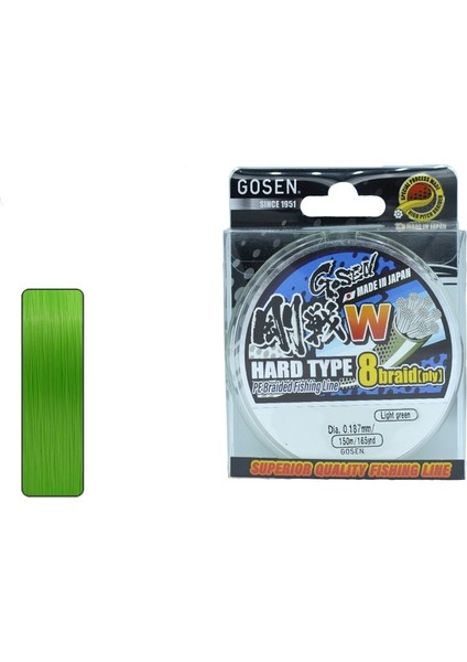 W8 Hard Type Pe 8 Örgü Spin Ip Misina 150MT Açık Yeşil 1.2 Pe