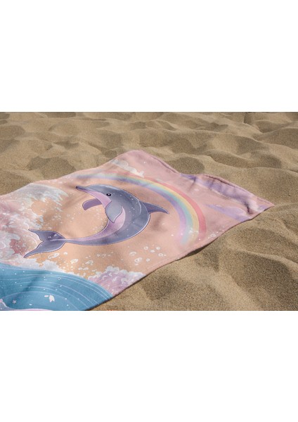 Yunus Balık Deniz Desenli Dijital Baskılı Genç Kız Çocuk Baskılı Plaj Banyo Havlusu modelleri