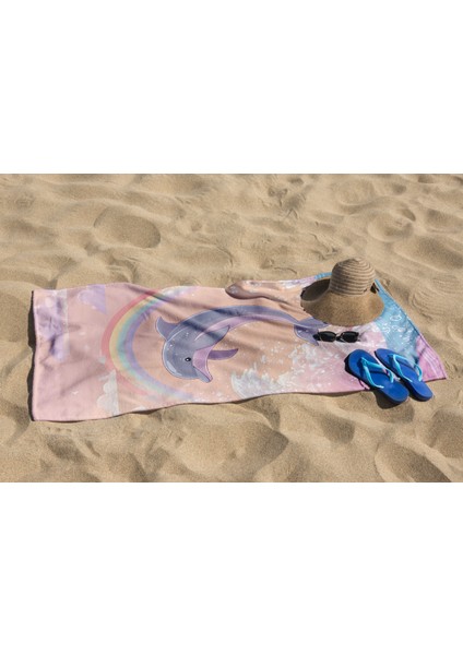 Yunus Balık Deniz Desenli Dijital Baskılı Genç Kız Çocuk Baskılı Plaj Banyo Havlusu fırsatları