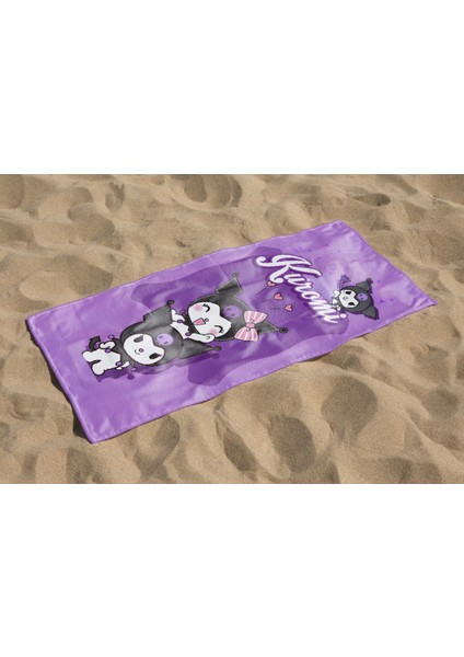 Kuromi Desenli Dijital Baskılı Genç Kız Çocuk Baskılı Plaj Banyo Havlusu fiyatları