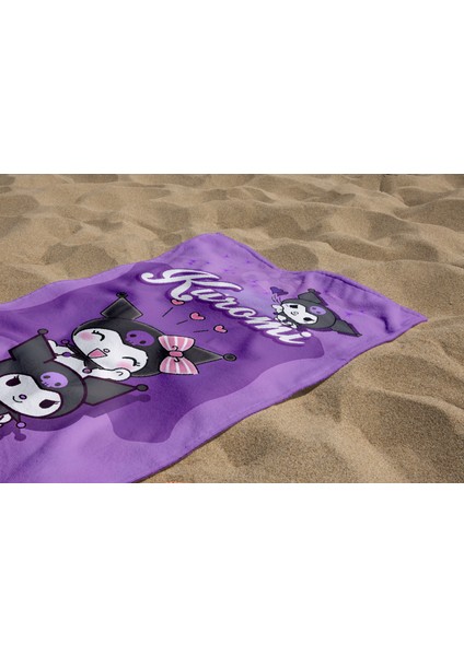 Kuromi Desenli Dijital Baskılı Genç Kız Çocuk Baskılı Plaj Banyo Havlusu modelleri