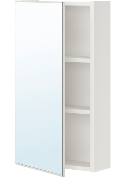 Banyo Duvar Dolabı, Beyaz, 40X15X75 Cm, 1 Ayna Kapaklı