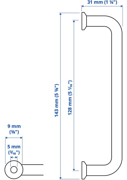 Kulp, Paslanmaz Çelik, 143 Mm, 2 Adet