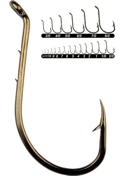 1364 Delikli Tırnaklı Papağan Olta Iğnesi 100'LÜ Kutu Bronz 1