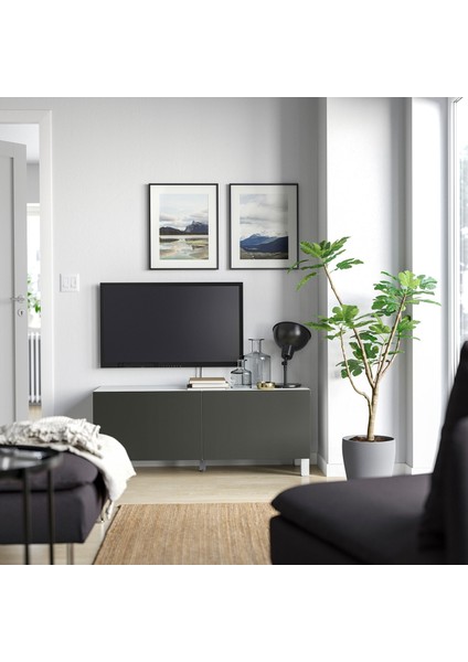 Tv Sehpası, Beyaz-Koyu Gri, 120X42X48 Cm, Lappvıken, Stubbarp indirimleri