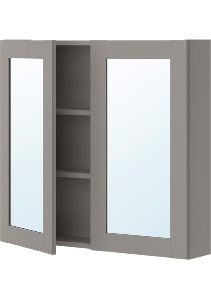 Banyo Duvar Dolabı, Gri, 80X15X75 Cm, 2 Ayna Kapaklı