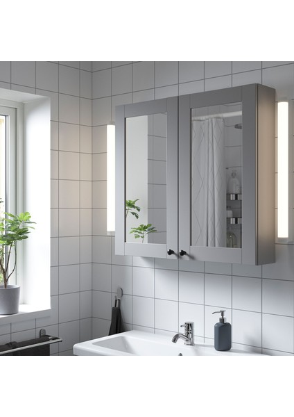 Banyo Duvar Dolabı, Gri, 80X15X75 Cm, 2 Ayna Kapaklı fiyatları