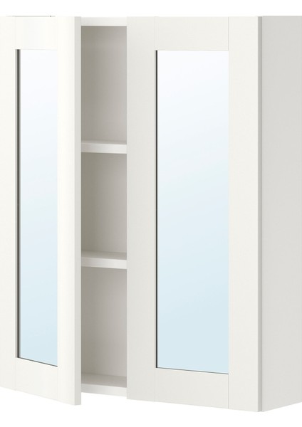 Banyo Duvar Dolabı, Beyaz, 60X15X75 Cm, 2 Ayna Kapaklı