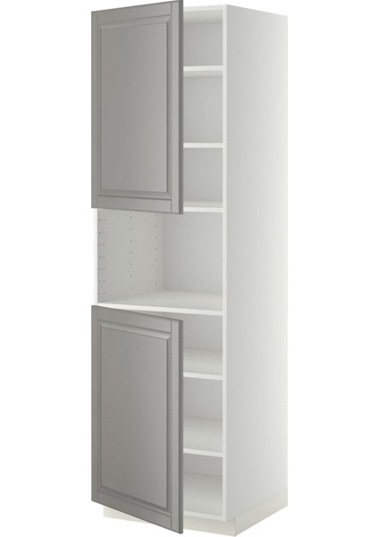 Mikrodalga Fırın Boy Dolabı, Bodbyn Gri, 60X60X200 Cm, 2 Kapaklı ve 6 Raflı