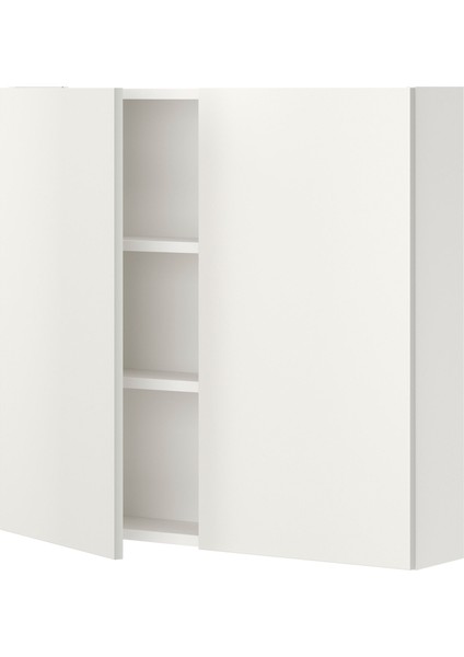 Banyo Duvar Dolabı, Beyaz, 80X15X75 Cm, 2 Kapaklı