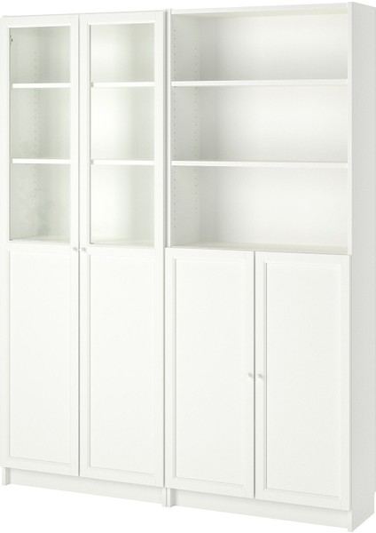 Cam/panel Kapaklı Kitaplık, Beyaz, 160x30x202 cm, 4 Kapaklı
