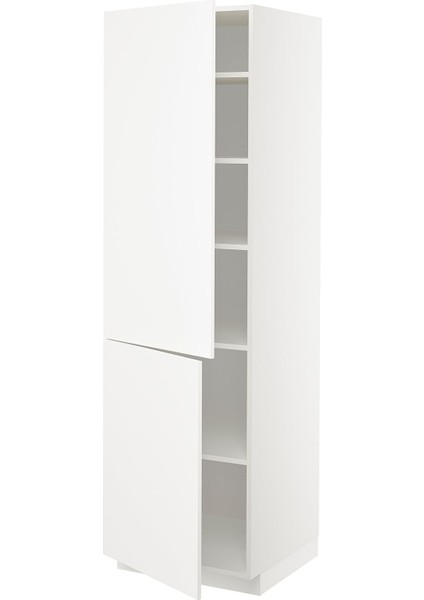 Mutfak Boy Dolabı, Veddınge Beyaz, 60X60X200 Cm, 2 Kapaklı ve 4 Raflı