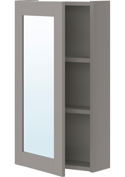 Banyo Duvar Dolabı, Gri, 40X15X75 Cm, 1 Ayna Kapaklı