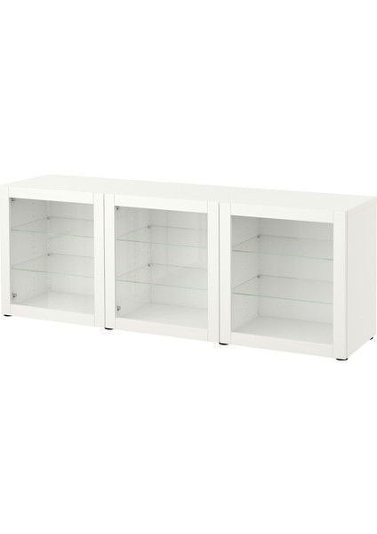 Dolap Kombinasyonu, Beyaz-Şeffaf Cam, 180X42X65 Cm, Sındvık