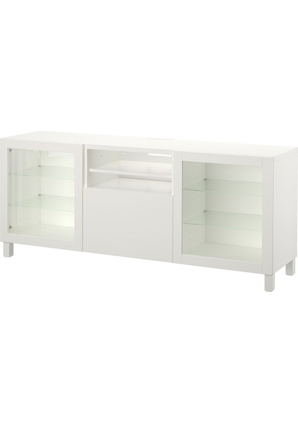 Tv Sehpası, Beyaz, 180X42X74 Cm, Lappvıken/sındvık, Çıt Çıt Raylı