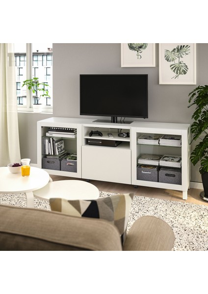 Tv Sehpası, Beyaz, 180X42X74 Cm, Lappvıken/sındvık, Çıt Çıt Raylı fiyatları