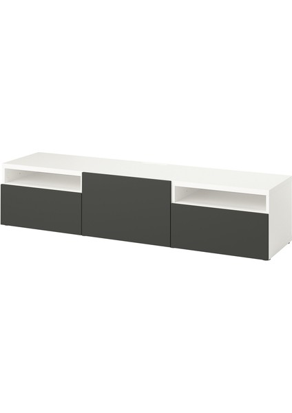 Tv Sehpası, Beyaz-Koyu Gri, 180X42X39 Cm, Lappvıken