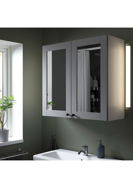 Banyo Duvar Dolabı, Beyaz-Gri, 80X30X75 Cm, 2 Ayna Kapaklı fiyatları