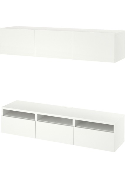 Tv Sehpası, Beyaz, 180X42X185 Cm, Lappvıken, Çıt Çıt Raylı