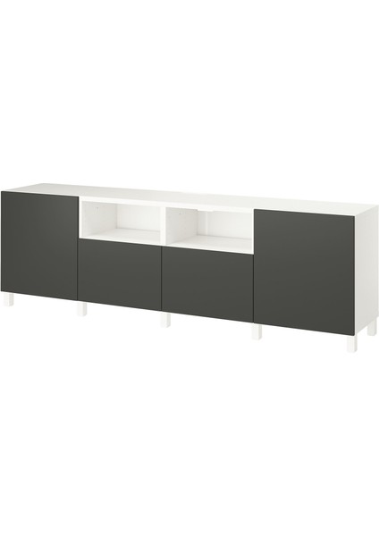 Tv Sehpası, Beyaz-Koyu Gri, 240X42X74 Cm, Lappvıken, Stubbarp