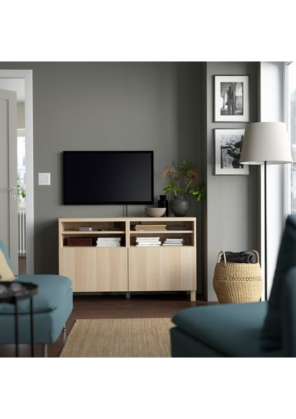 Tv Sehpası, Ağartılmış Meşe Görünümlü, 120X40X74 Cm, Lappvıken fiyatları