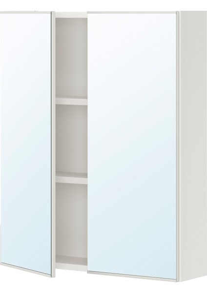 Banyo Duvar Dolabı, Beyaz, 60X15X75 Cm, 2 Ayna Kapaklı