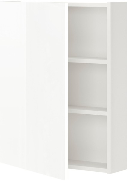 Banyo Duvar Dolabı, Beyaz-Parlak Cila Beyaz, 60X15X75 Cm, 1 Kapaklı