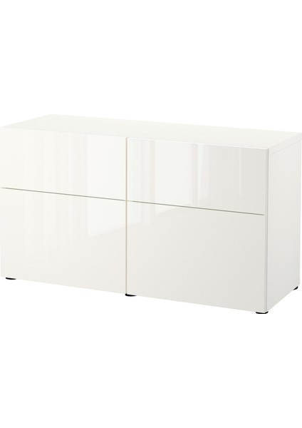 Dolap Kombinasyonu, Parlak Cila-Beyaz, 120X42X65 Cm, Selsvıken, Çıt Çıt Raylı