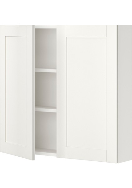 Banyo Duvar Dolabı, Beyaz-Dekoratif Beyaz, 80X15X75 Cm, 2 Kapaklı