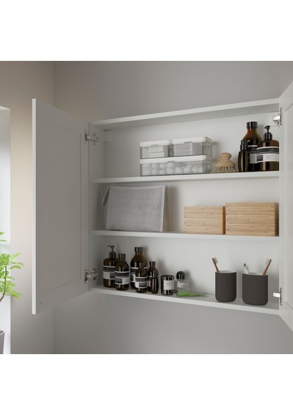 Banyo Duvar Dolabı, Beyaz-Dekoratif Beyaz, 80X15X75 Cm, 2 Kapaklı modelleri