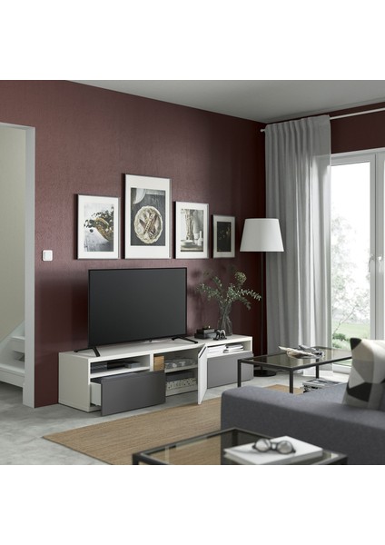 Tv Sehpası, Beyaz-Koyu Gri, 180X42X39 Cm, Vastervıken fiyatları
