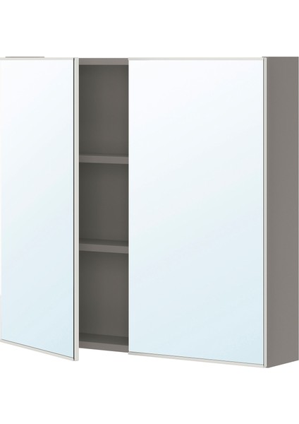 Banyo Duvar Dolabı, Gri, 80X15X75 Cm, 2 Ayna Kapaklı