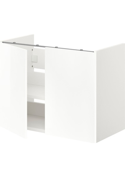 Lavabo Dolabı, Beyaz-Parlak Cila Beyaz, 80X40X60 Cm, 1 Kapaklı