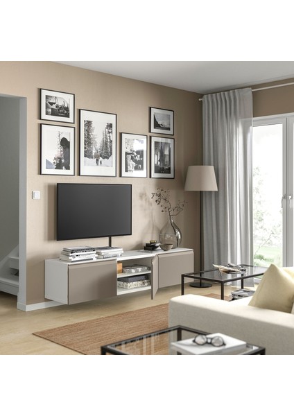 Tv Sehpası, Beyaz-Bej, 180X42X38 Cm, Hammarsmed fiyatları