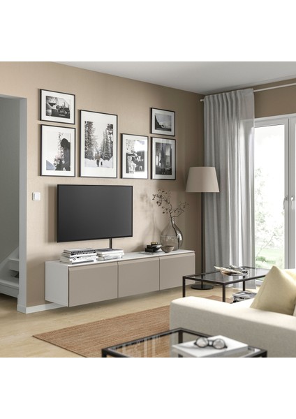 Tv Sehpası, Beyaz-Bej, 180X42X38 Cm, Hammarsmed modelleri