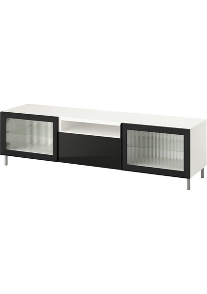 Tv Sehpası, Beyaz-Antrasit, 180X42X48 Cm, Selsvıken-Fallsvık, Osarp