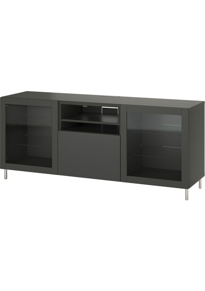 Tv Sehpası, Koyu Gri, 180X42X74 Cm, Sındvık/lappvıken, Osarp, Fren Raylı